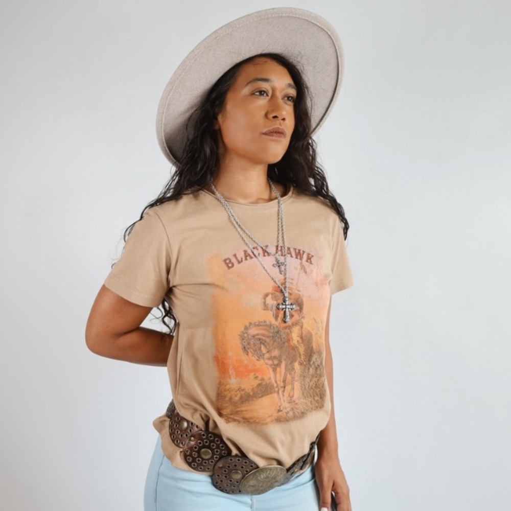 New Black Hawk Western Boho Graphic Tee